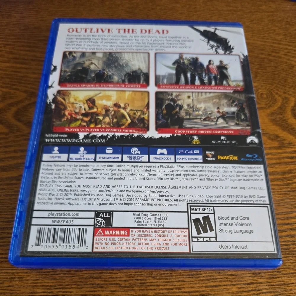 World War Z (Sony Playstation 4/PS4) - COMPLETE/CIB‎